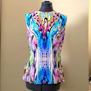 Silk Print Peplum Blouse